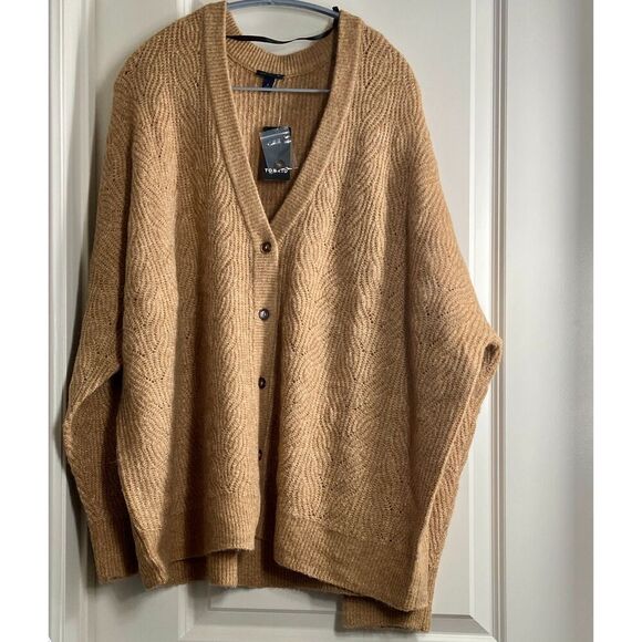 Torrid Vegan Cashmere Cardigan Sweater in Winter Camel, Size 3X - Picture 3 of 4